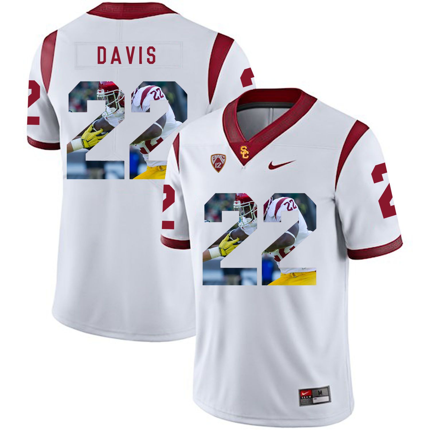 Men USC Trojans 22 Davis White Fashion Edition Customized NCAA Jerseys